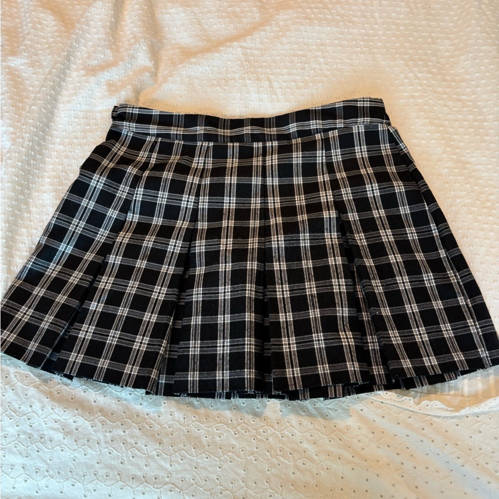 H&M Black and White Checkered Mini Skirt